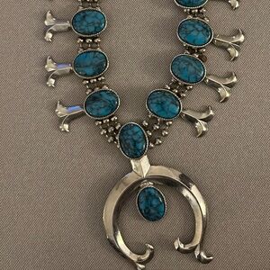 Goldette Brand Turquoise Squash Blossom Necklace